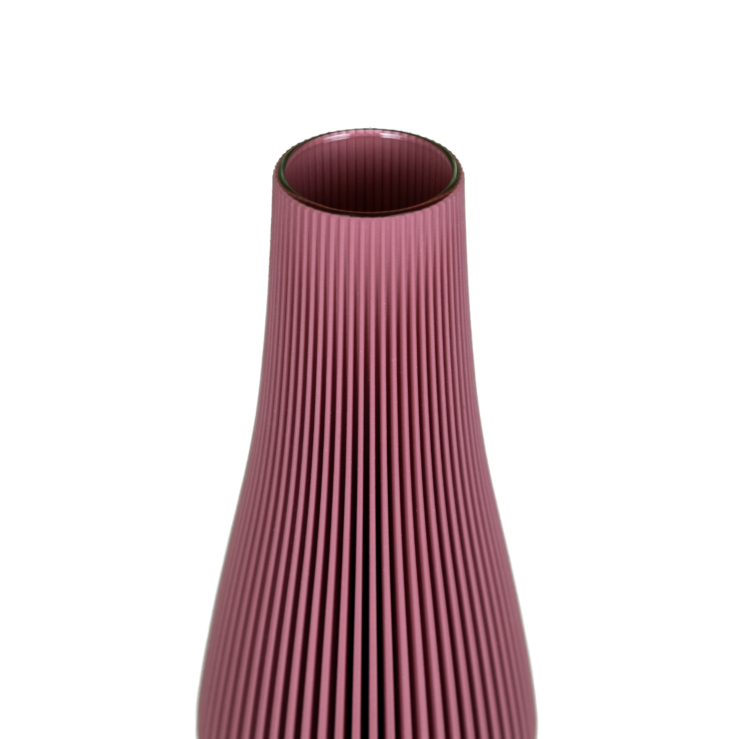3D gedruckte Vase in altrosa mit herausnehmbaren Glaseinsatz